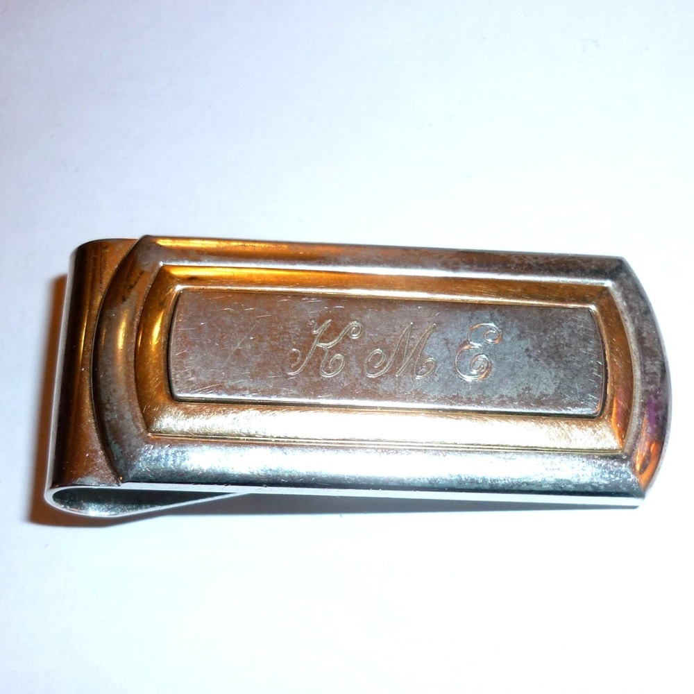 Vintage Dolan Bullock D&B Sterling Silver 14K Gold Hinged Money Clip 41.3g HME